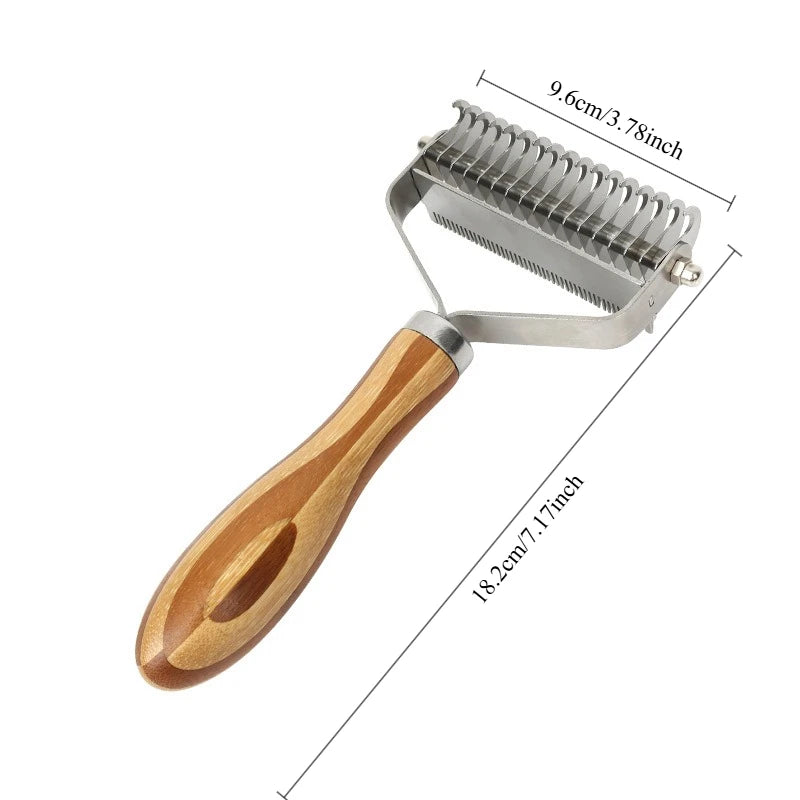 Dog Comb Knife Dog Brush Bamboo Double-sided Cat Comb Stainless Steel Pet Hair Remover Solid Wood Hair Knot Cleaning Dogs Brush