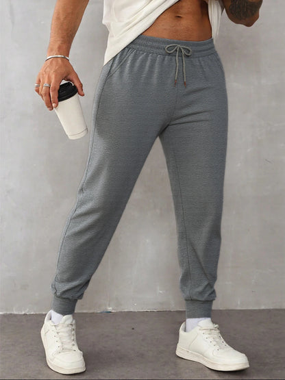 Autumn Men's Sweatpant Casual Solid Color Pants Fashion Fleece Pant Trendy Jogging Unisex Trousers Versatile Classic Trouser