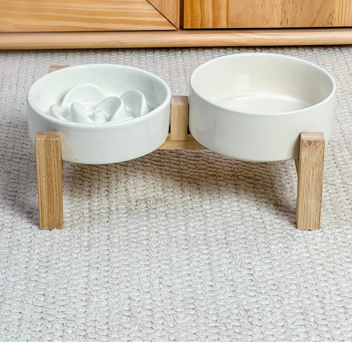 Creative Simple Solid Color Pet Bowl With Bowl Stand To Prevent Tipping Over Cat Bowl Anti-Choking Feeding Bowl Cat Water Bowl
