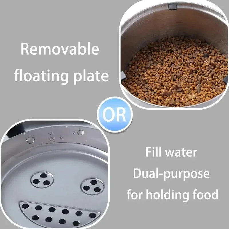 No Spill Water Bowl for Dogs, 1L/3L Stainless Steel Non-Slip Slow Feeder Dog Bowl, Dispenser for Medium Large Dogs and Cats