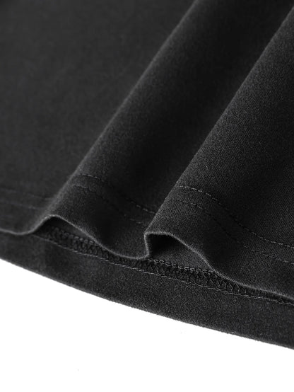 Men's 100% pure cotton loose fit comfortable sports and leisure creative line pattern printed round neck long sleeved T-shirt