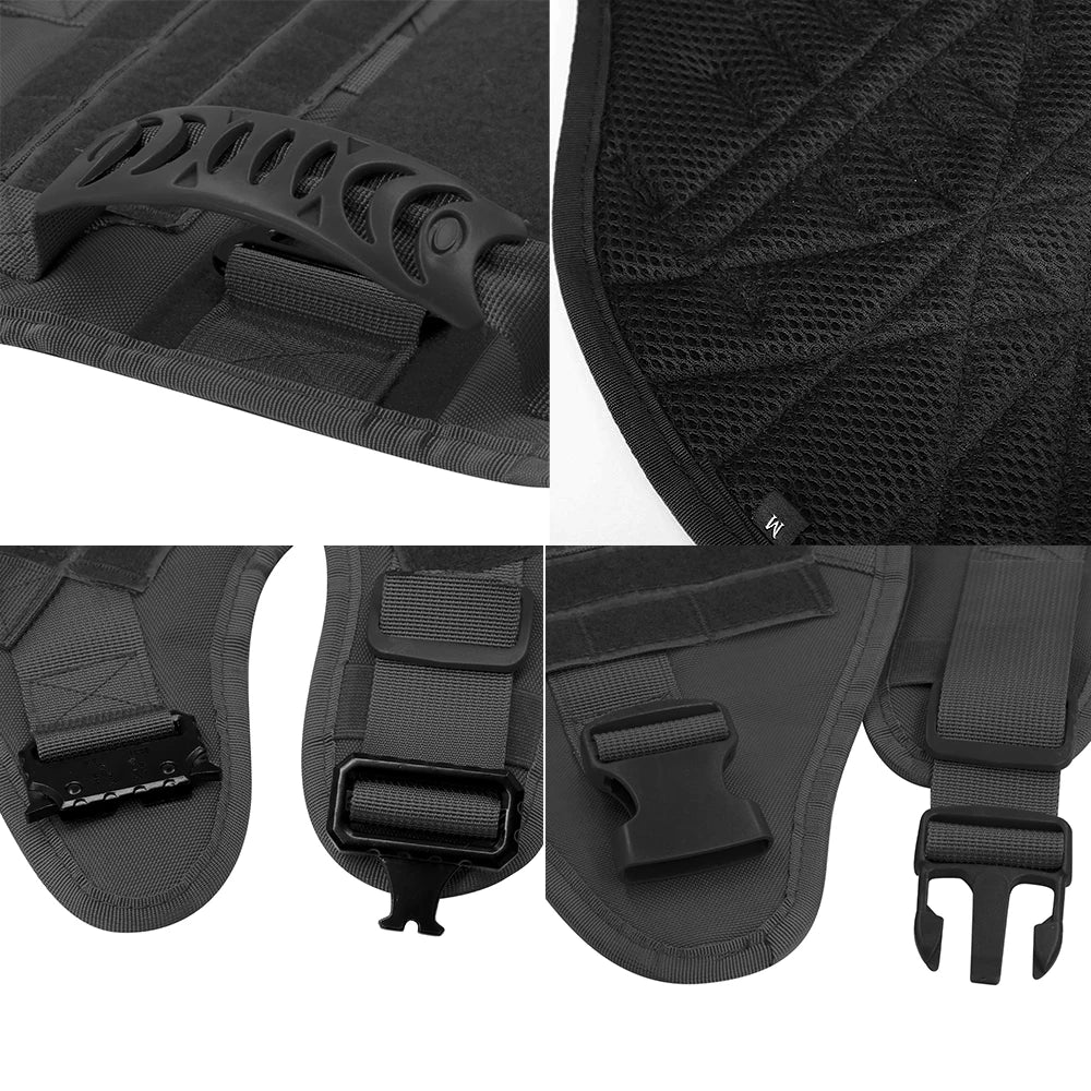 Large Dog Collar Military Dog Harness Leash Molle Pouches Pet Training Vest Tactical German Shepherd Harnesses Dogs Accessories