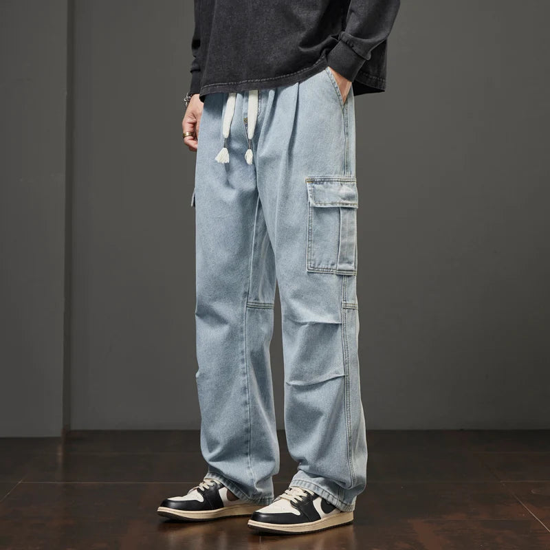 Fashion Brand Jeans for Men Autumn and Winter New Loose Casual Sports Straight Leg N Pants for Men