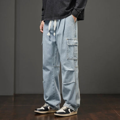 Fashion Brand Jeans for Men Autumn and Winter New Loose Casual Sports Straight Leg N Pants for Men