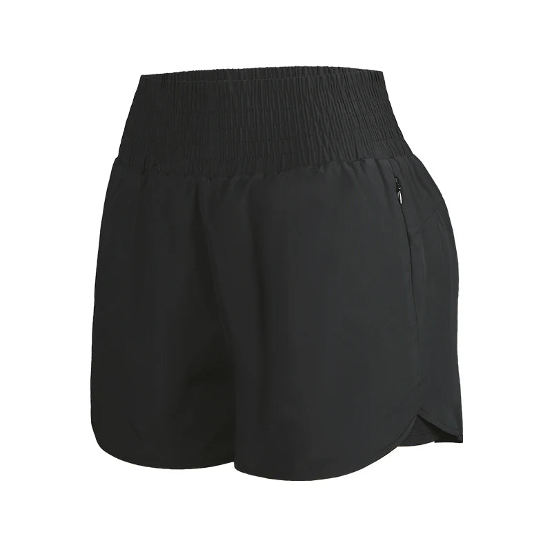 CHRLEISURE Women's Running Shorts with Zipper Pockets Quick-Dry Gym Shorts with Liner Elastic Waist Band Athletic Shorts