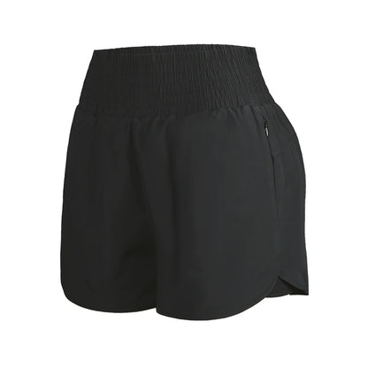 CHRLEISURE Women's Running Shorts with Zipper Pockets Quick-Dry Gym Shorts with Liner Elastic Waist Band Athletic Shorts