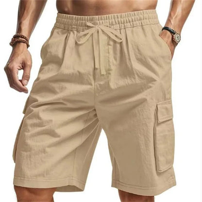 New Multi-Pocket sweatpants Men Shorts Summer cotton linen Comfortable Loose Cargo Short Pants Outdoor Casual Sports Beach Pants