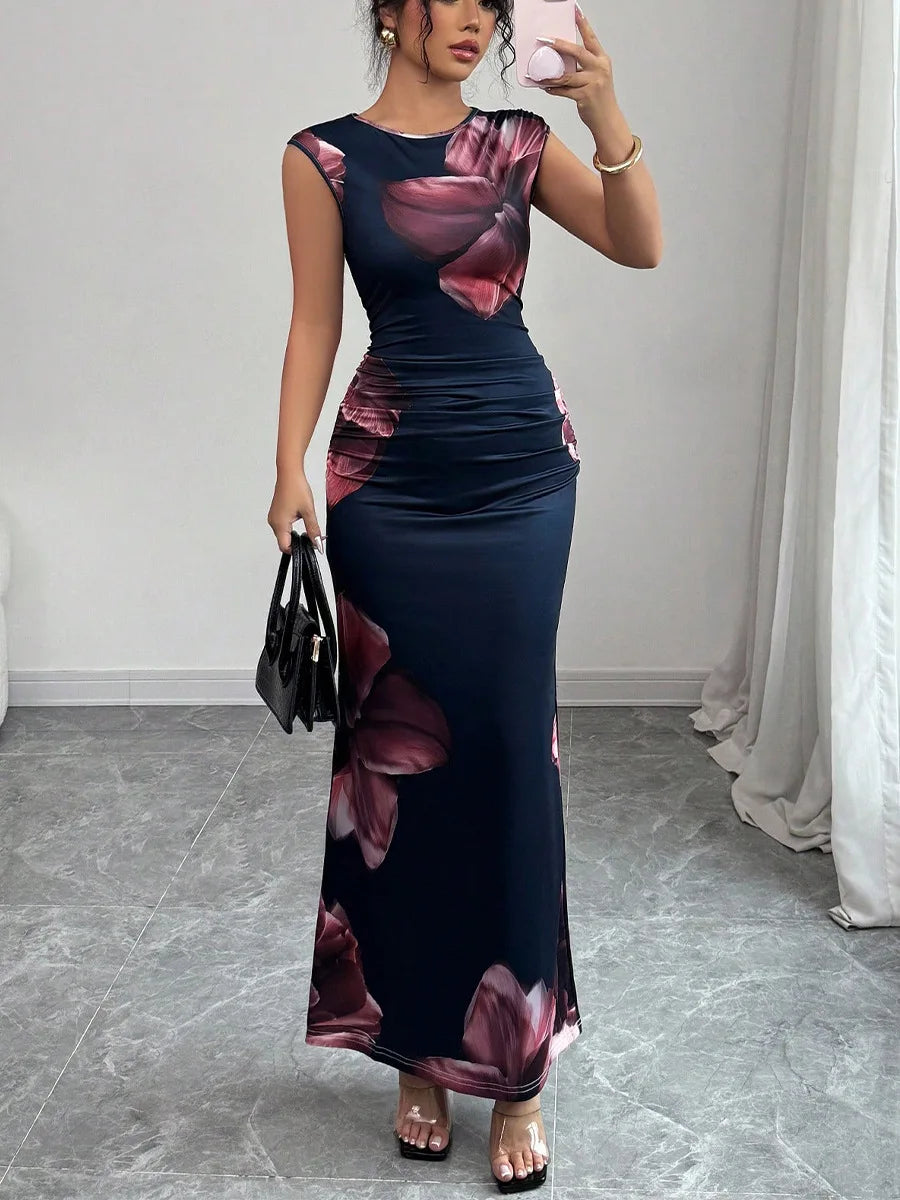 Sexy Bodycon Maxi Dresses For Women 2025 Summer Fashion Sleeveless O-neck Slim Long Party Dress Elegant Vestidos