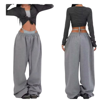 Street Dance Casual Pants Women's Spring Autumn New Straight Sport Sweatpants Loose Versatile Wide Leg Long Trous